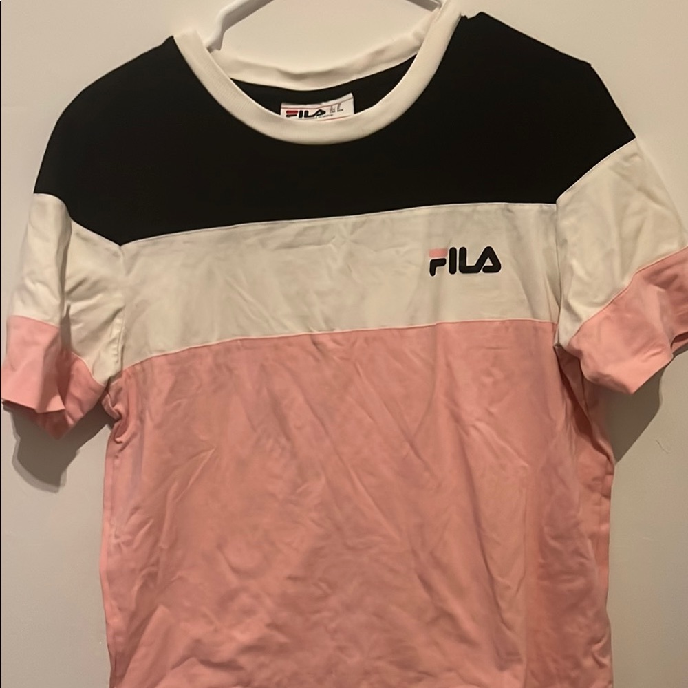 Fila Tri-Tone Tee - Black, White, Pink